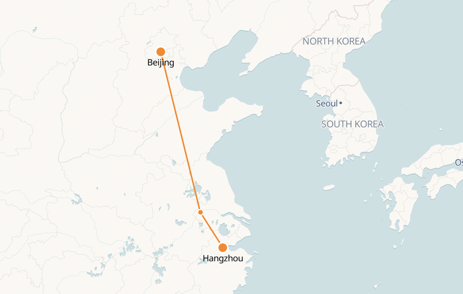 Beijing - Hangzhou Route Map