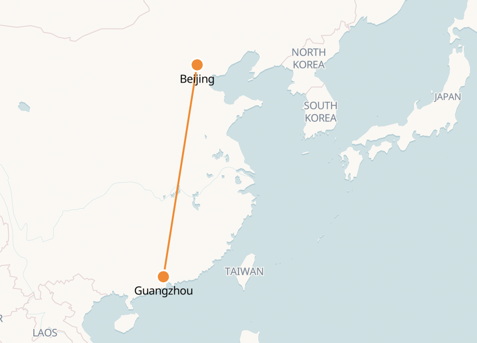 Guangzhou to Beijing Route Map